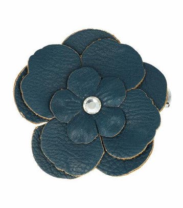 Haarspeld Duckklem & Broche 6cm – Lederlook Bloemvorm –