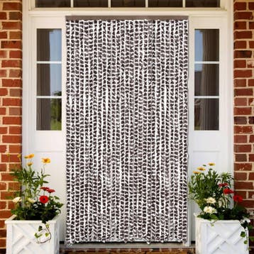 vidaXL Vliegengordijn 118x220 cm chenille bruin en wit, Doe-het-zelf en Bouw, Deuren en Vliegenramen, Verzenden, Nieuw