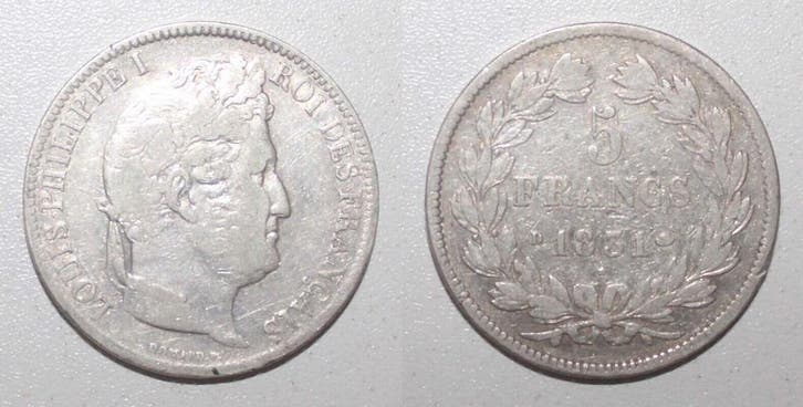 France Frankreich Km 744 5 Francs 1831 D Lyon Typ Louis P..., Timbres & Monnaies, Monnaies | Europe | Monnaies non-euro, Envoi