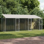 vidaXL Hondenkooi met dak Zilver 600 x 200 x 256 cm Staal en, Dieren en Toebehoren, Verzenden, Nieuw