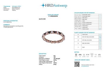 Bague déternité - 14 carats Or rose - 0.68ct. tw. Saphir -