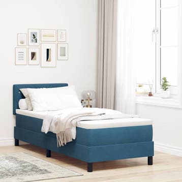 vidaXL Boxspring bed met matras Donkerblauw 80 x 200 cm, Verzenden