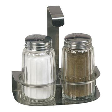 Menage | 2-delig | RVS/Glas | 110(h)mm EMGA, Verzenden