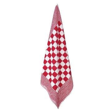 Handdoek Rood En Witte Blok 50x50cm Katoen - Treb Towels, Verzenden, Nieuw, Overige kleuren, Theedoek of Handdoek