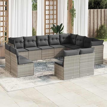 vidaXL 12-delige Loungeset met kussens poly rattan, Verzenden, Loungeset