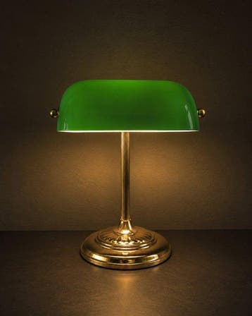 Lampe de banquier - Verre, Laiton
