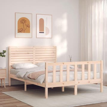 vidaXL Bedframe met hoofdbord massief hout, Verzenden, Nieuw