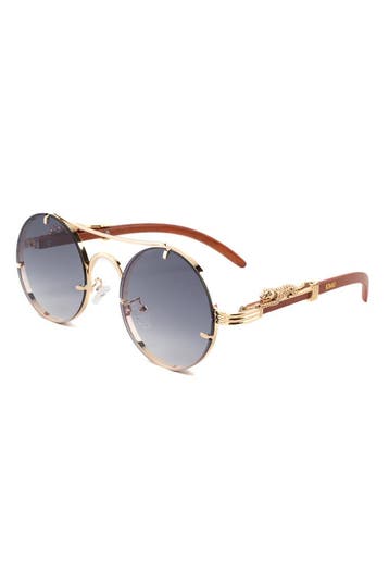 KIMU® Zonnebril Panter Rond Goud Montuur Zwarte Gradient Gla, Ophalen of Verzenden