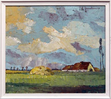 Leo Jordaens (1944–2000) - Landelijk hoevelandschap onder