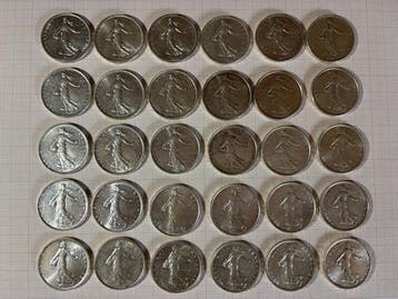 Frankrijk. 5 Francs 1960/1964 Semeuse (lot de 30 monnaies en, Postzegels en Munten