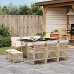 vidaXL 11-delige Tuinset met kussens poly rattan beige, Verzenden, Nieuw, Tuinset