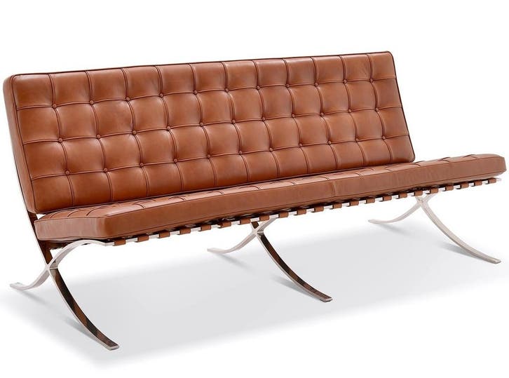 3 zits bank Barcelona Pavillion 3 seat sofa cognac, Maison & Meubles, Canapés | Salons, Envoi