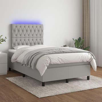 vidaXL Boxspring met matras en LED stof lichtgrijs 120x200, Verzenden, Nieuw