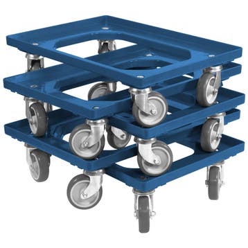 Dolly 60x40x15 blauw met 4 rubberen zwenkwielen nieuw Set, Ophalen of Verzenden