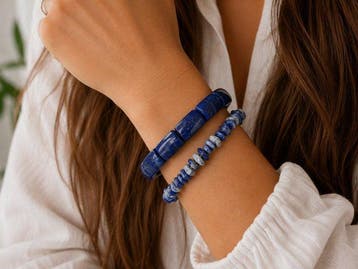 Prachtige unisex armbandenset van natuurlijke lapis lazuli -