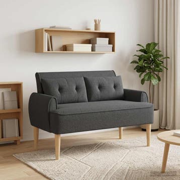 vidaXL Lovingseat met knoopge tuft Donkergrijs 117 x 67 x 77, Maison & Meubles, Verzenden