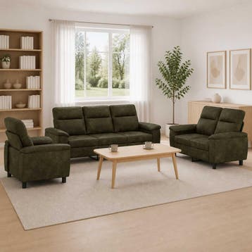vidaXL bank / zetelstel 3 pcs Bruin Kunst Suède Leer, Verzenden