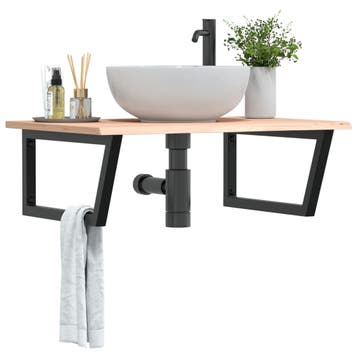 vidaXL Badkamer wandschap staal en massief eikenhout, Verzenden