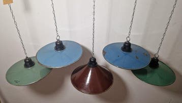 Plafondlamp (5) - Emaille, Staal - Geëmailleerde lampen 5