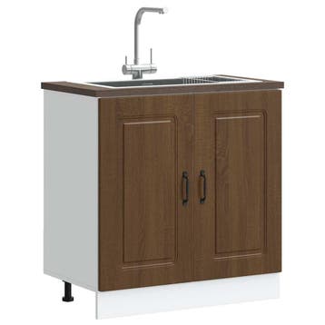 vidaXL Spoelbakonderkast Kalmar 80x46x81,5 cm hout bruin, Huis en Inrichting, Verzenden, Nieuw