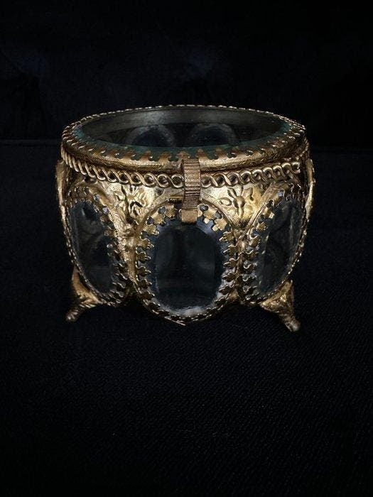 Boîte à bijoux - Boîte à bijoux – Verre biseauté et laiton, Antiquités & Art, Curiosités & Brocante