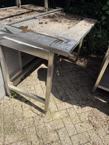 RVS Afvoertafel 150 x 75 x 90 cm (B x D x H) Wordt schoongem, Ophalen of Verzenden