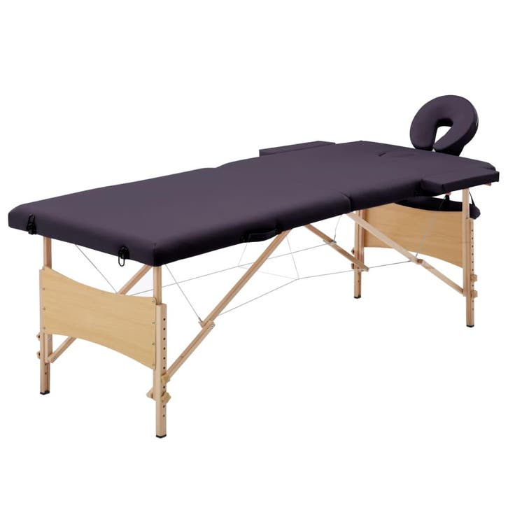 vidaXL Massagetafel inklapbaar 2 zones hout paars, Sports & Fitness, Produits de massage, Envoi