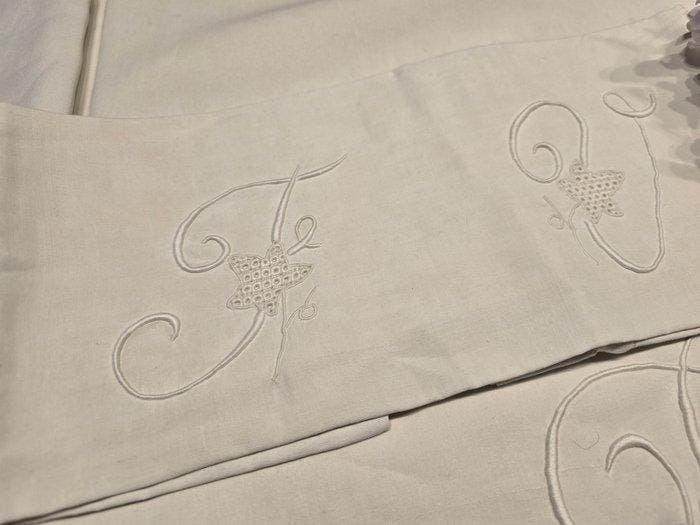 Laken (3) - 280 cm - 250 cm - Antieke decoraties, Antiek en Kunst, Antiek | Tapijten, Tafelkleden en Textiel