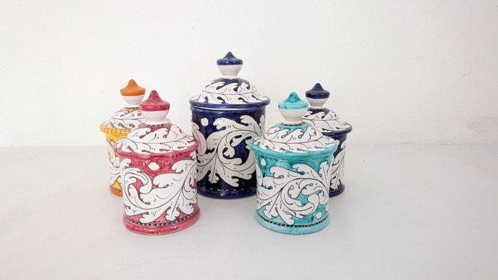 Orvieto - Specerijenbus (5) - Keramiek - Handgeschilderd, Antiek en Kunst, Antiek | Meubels | Tafels