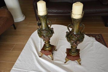 Kaarsenhouder - Brons, Antiek en Kunst