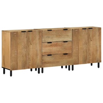 vidaXL 3-delige Dressoirs 60x33x75 cm massief mangohout, Verzenden, Nieuw