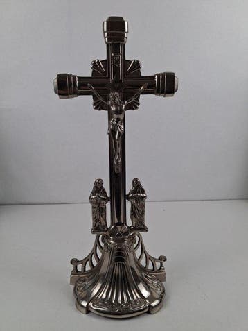 Crucifix - Legering, Verzilverd - 1940-1950 - 40,5 cm
