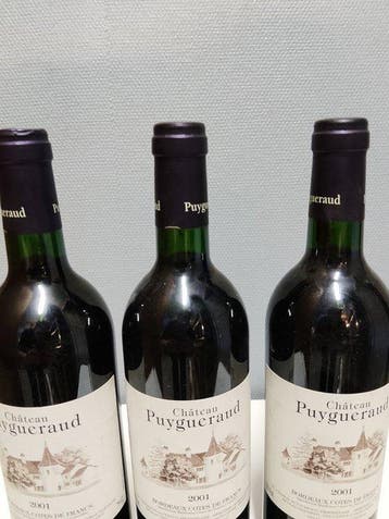 2001 Château Puygueraud - Bordeaux - 3 Bouteilles (0,75 L), Verzamelen, Nieuw
