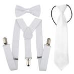Fako Fashion - Kinder Bretels, Vlinderstrik & Stropdas - Wit, Kinderen en Baby's, Kinderkleding | Overige, Verzenden, Nieuw
