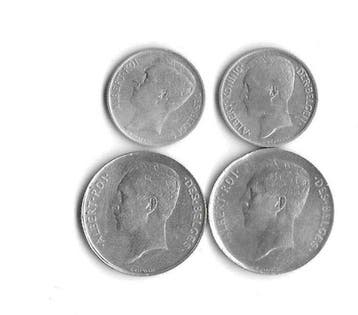 Belgique. Albert I ARGENT : 1 franc 1912 FR / 1 Franc 1913, Postzegels en Munten