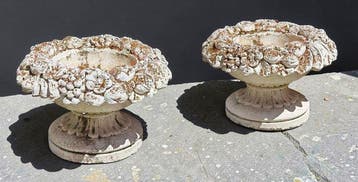 Jardinière - Composiet - Een paar ornamentale tuinvazen -