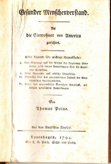 Thomas Paine - Gesunder Menschenverstand. An die Einwohner