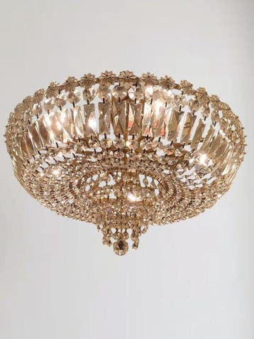 Plafondlamp - Messing, Kristal