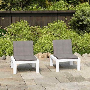 vidaXL Loungestoelen 2 st met kussens kunststof wit, Verzenden, Nieuw