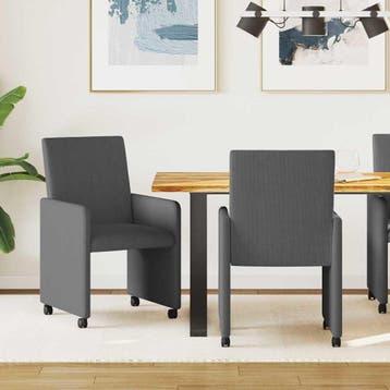 vidaXL Eetkamerstoelen met wielen 2 st Katoenen stof, Maison & Meubles, Chaises, Verzenden