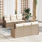 vidaXL Tuinbank Set 7 pcs Beige en Crème Poly Riet en Staal, Verzenden, Nieuw