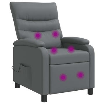 vidaXL Massage Relaxstoel Grijs Kunstleer, Verzenden