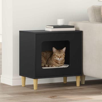 vidaXL Kattenhuis Zwart 51 x 30 x 52 cm Bewerkt hout, Verzenden, Nieuw