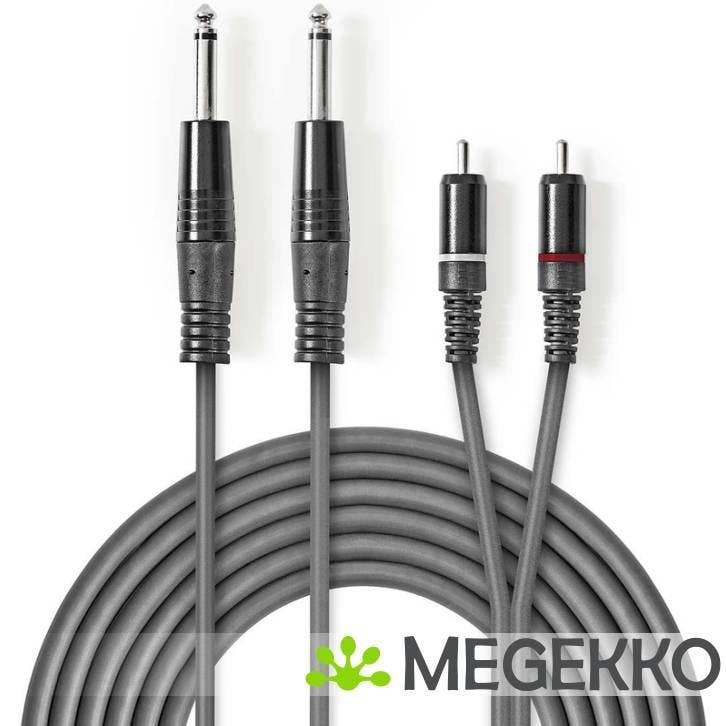 Stereo audiokabel | 2x 6,35 mm male - 2x RCA male | 5,0 m |, Computers en Software, Overige Computers en Software, Nieuw, Verzenden