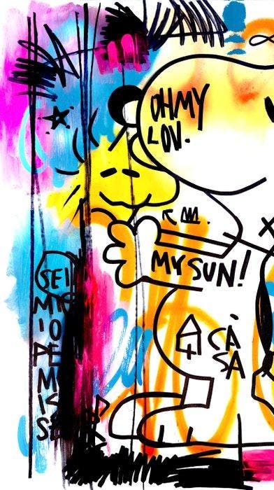 LACRISS (1990) - Snoopy & Woodstock Super Love Infinity - XL, Antiquités & Art, Art | Peinture | Moderne
