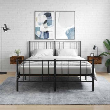 vidaXL Nachtkastjes 2 st wandgemonteerd 35x35x20 cm gerookt, Verzenden, Nieuw