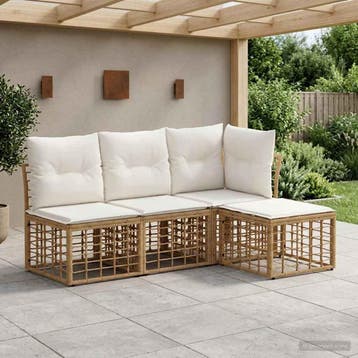vidaXL Buiten bank set Naturel Polyester, Verzenden, Nieuw