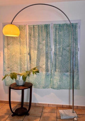 Gebogen vloerlamp - Chroom, Marmer