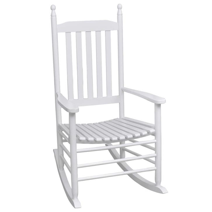 vidaXL Schommelstoel met gebogen zitting hout wit, Tuin en Terras, Tuinstoelen, Nieuw, Verzenden