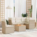 vidaXL 6-delige Loungeset met kussens poly rattan beige, Verzenden, Loungeset